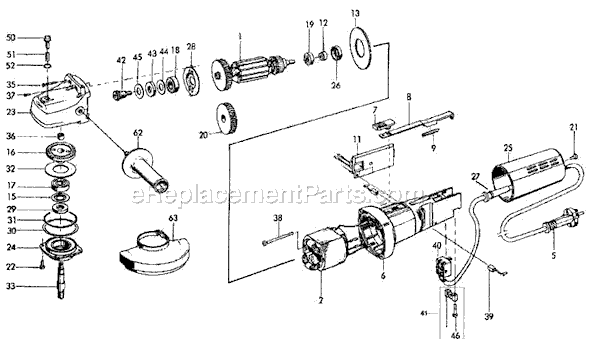 Page A Diagram and Parts List for 7410 Type 3 Porter Cable Angle Grinder